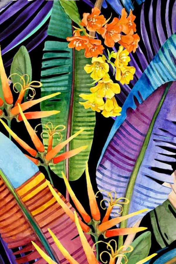 Jersey Colourful tropical jungle leaves