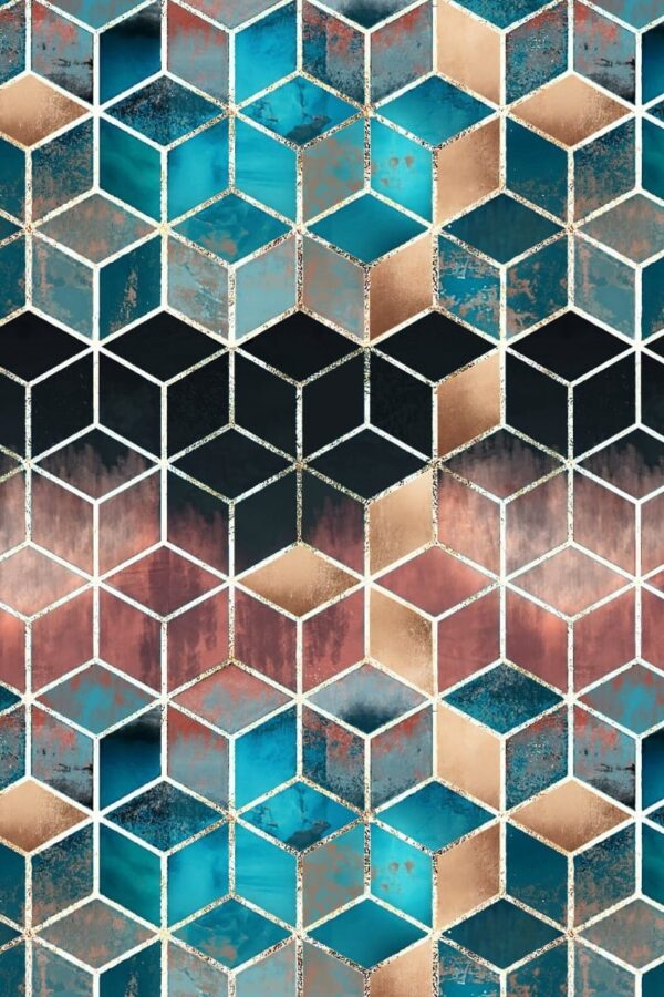 Copper and turquoise cubes