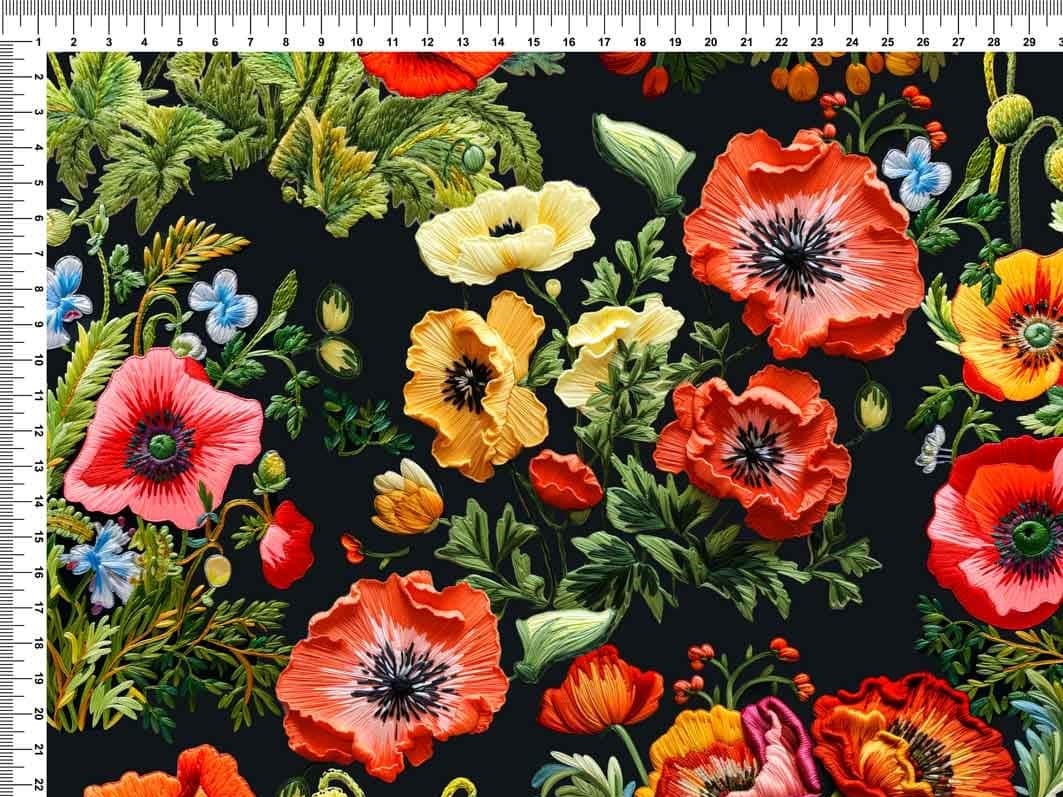Jersey Embroidered Poppies - obrazek 3