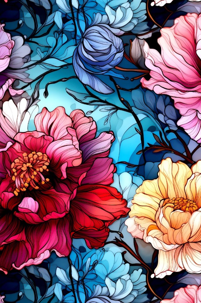 Jersey Peony Stained Glass kupon 0,5 m