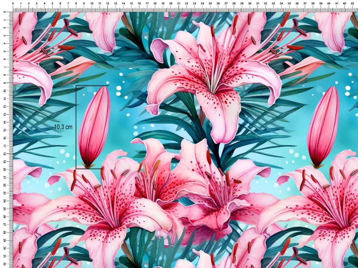 Pink lilies on blue - obrazek 3