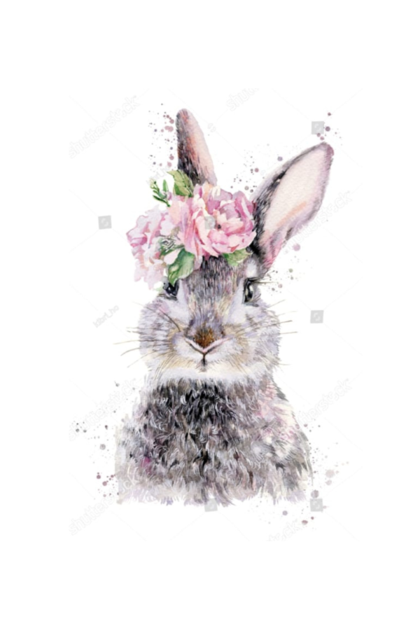 Panel Grey Rabbit with flowers