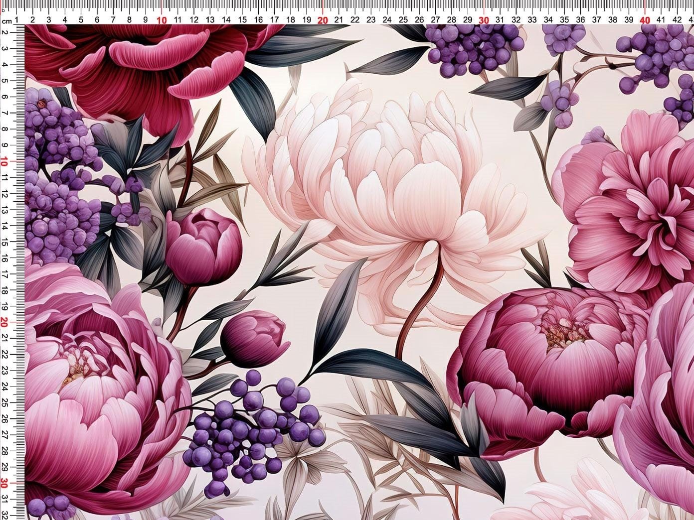 Charming peonies with violet berries kupon 0,7 m - obrazek 3