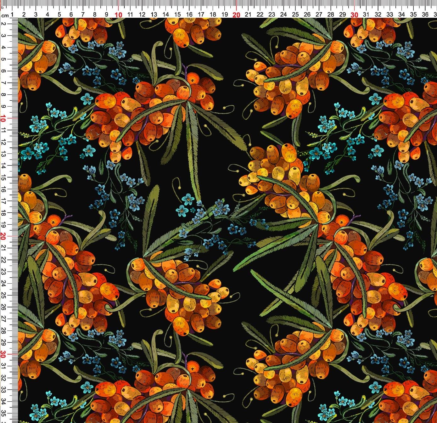 Sea buckthorn berries and blue flowers – Bild 3