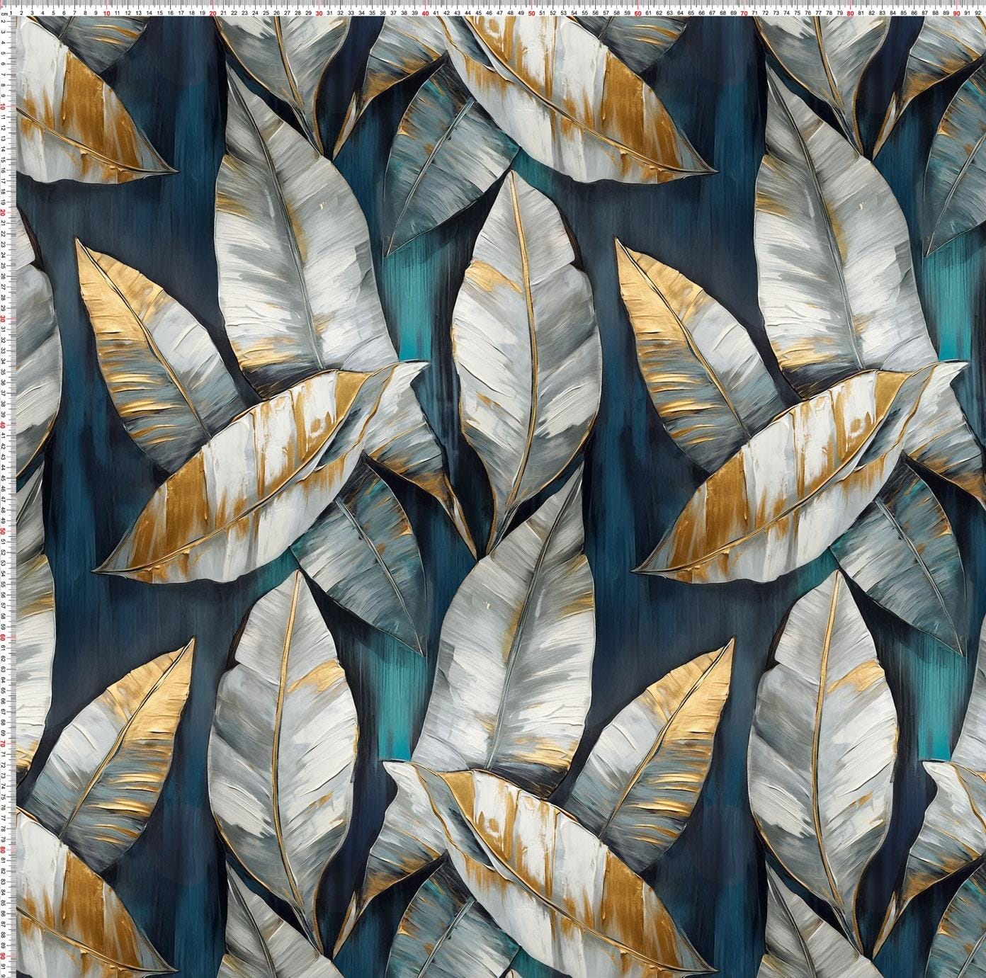 Jersey turquoise gold leaf - obrazek 3