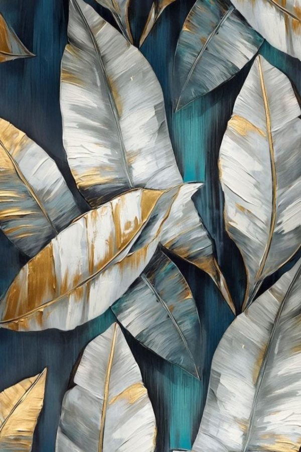 Jersey turquoise gold leaf