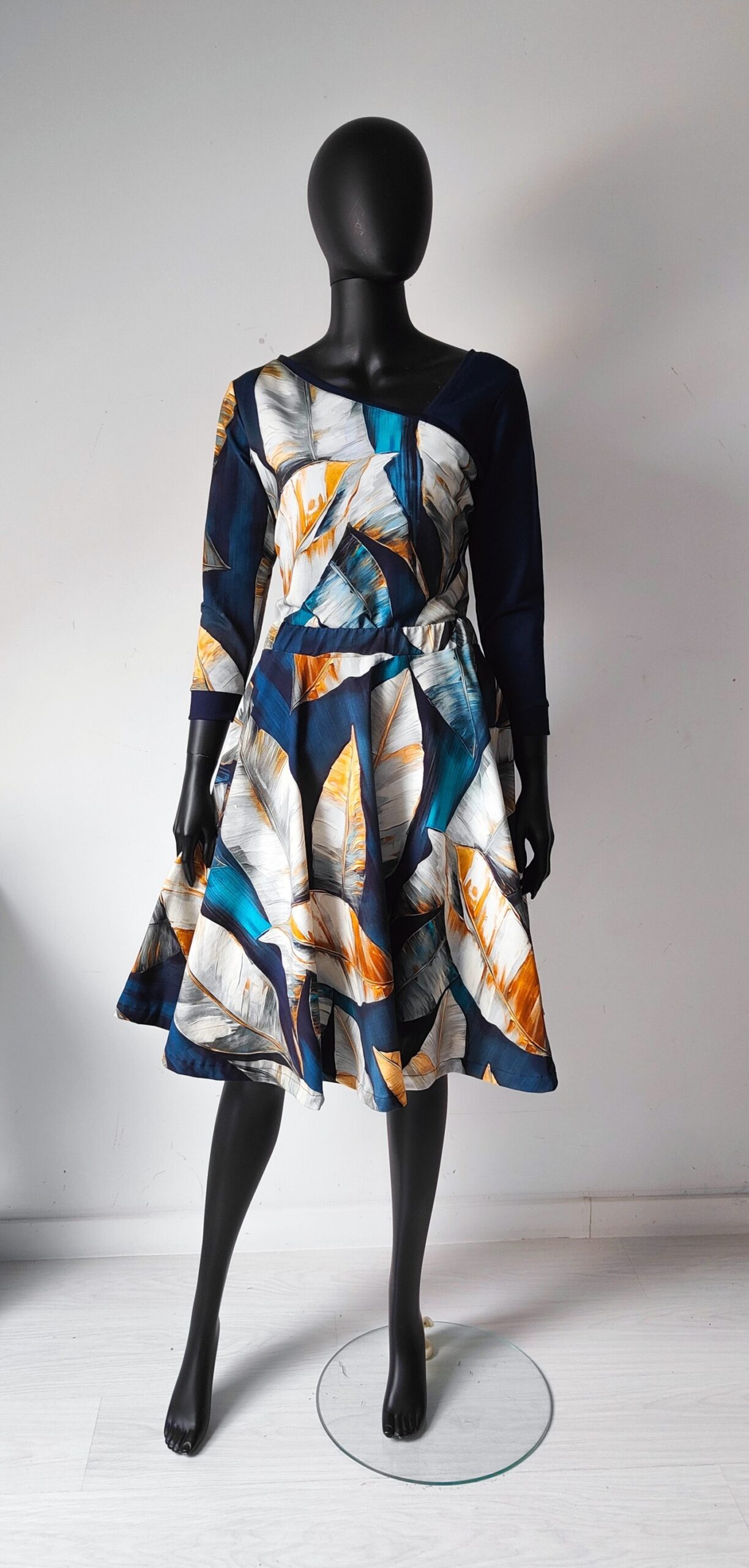 Jersey turquoise gold leaf - obrazek 4